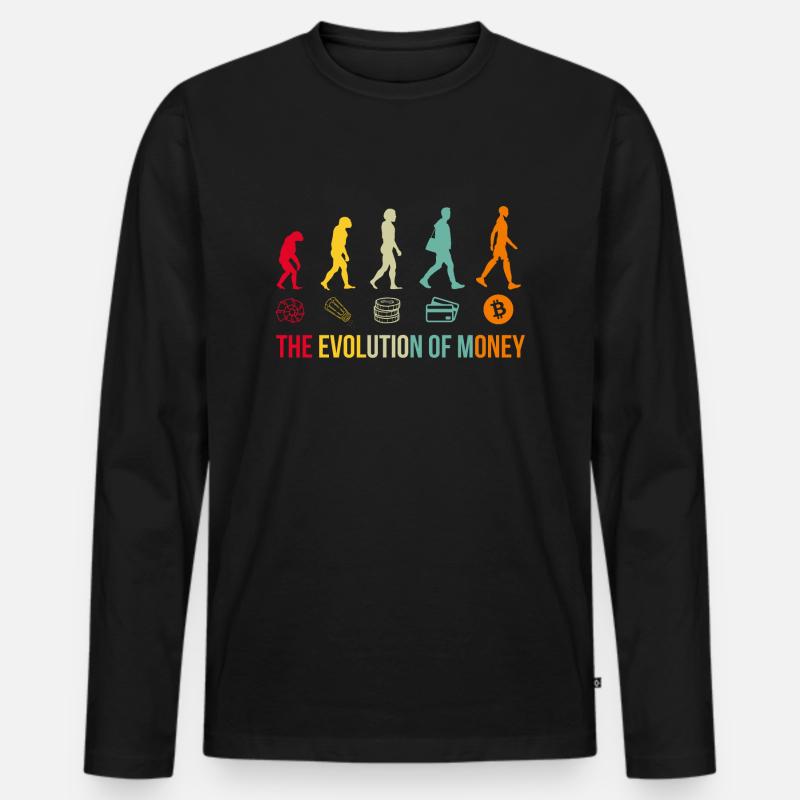 Money Evolution Bitcoin Crypto - Männer Premium Bio Langarmshirt - Schwarz