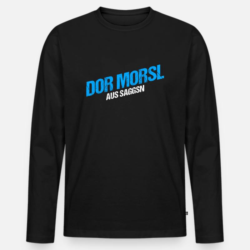 Der Marcel aus Sachsen - Männer Premium Bio Langarmshirt - Schwarz