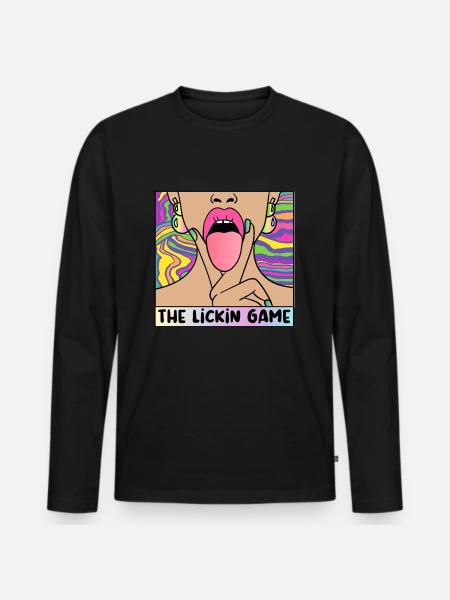EROTIC POP-ART ARTWORK SEXY COMIC GIRL LICKING - Men's Premium Organic Long Sleeve Shirt - black