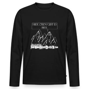 Wandern, hier oben gibt es Bier zur Erfrischung - Männer Premium Bio Langarmshirt - Schwarz - Vorne - Nico (187cm)