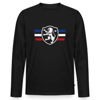 LOGO LION DESIGN BLAU WEISS ROT Frankreich - Männer Premium Bio Langarmshirt - Schwarz - Vorne - Nico (187cm)