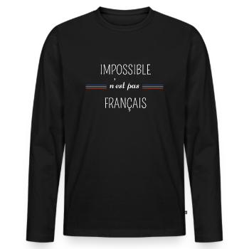 impossible n'est pas Français - T-shirt manches longues Premium bio Homme - noir - Devant - Nico (187cm)