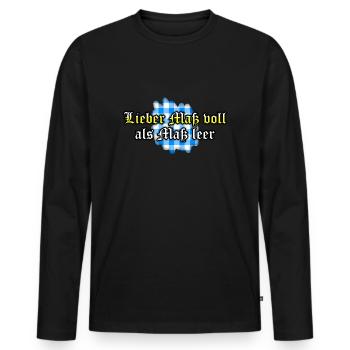 Lieber Maßvoll als Maß leer - Männer Premium Bio Langarmshirt - Schwarz - Vorne - Nico (187cm)