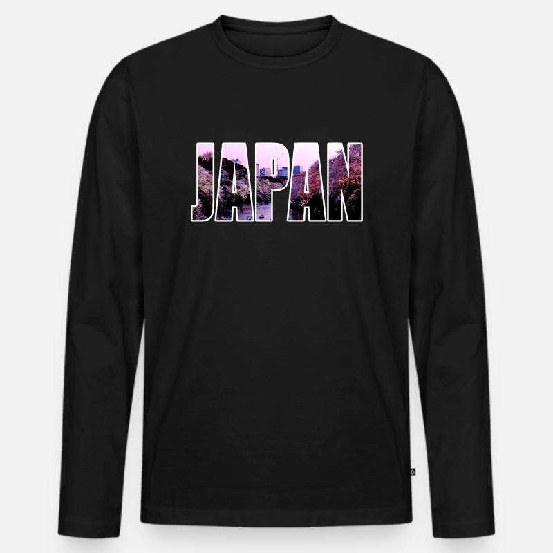 JAPAN Kirschblüte Sakura - Männer Premium Bio Langarmshirt - Schwarz