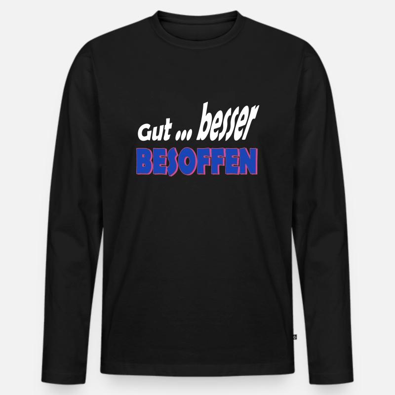 Alkohol feiern besoffen - Männer Premium Bio Langarmshirt - Schwarz