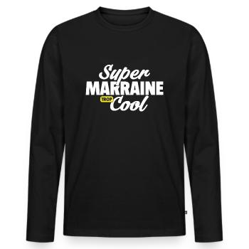 Super marraine cool / humour marraine - T-shirt manches longues Premium bio Homme - noir - Devant - Nico (187cm)