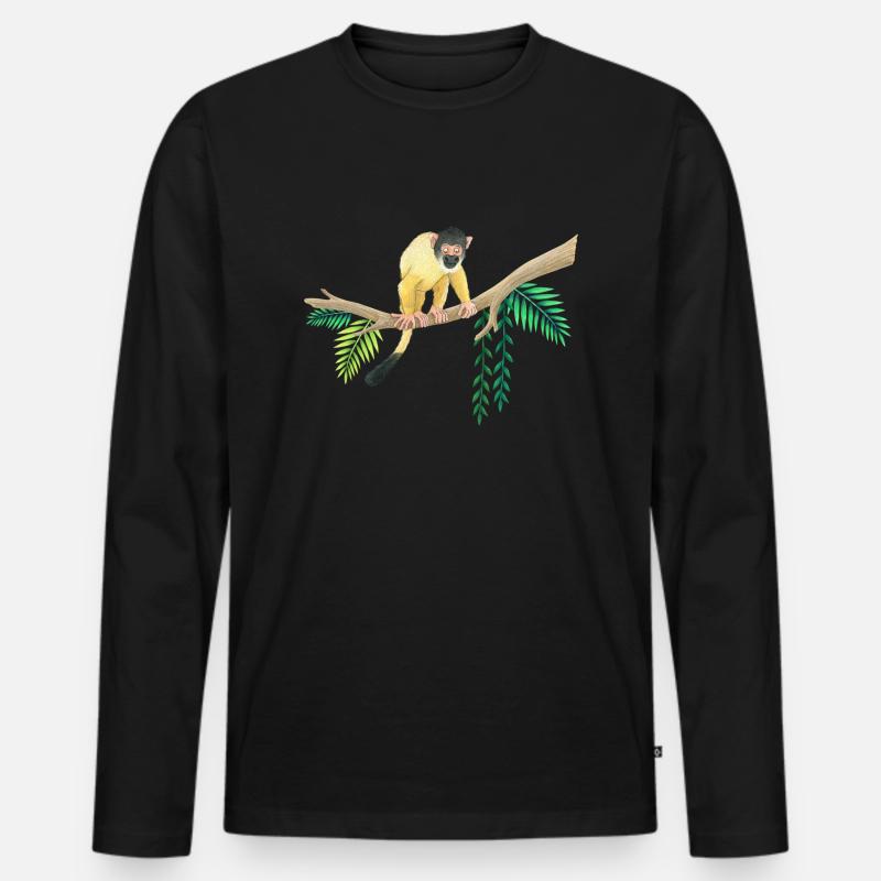 kleines Äffchen - Männer Premium Bio Langarmshirt - Schwarz