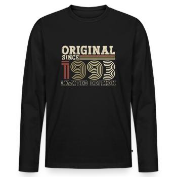 Original seit 1993 Jahrgang Geburtstag Geschenk - Männer Premium Bio Langarmshirt - Schwarz - Vorne - Nico (187cm)