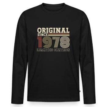 Original seit 1978 Jahrgang Geburtstag Geschenk - Männer Premium Bio Langarmshirt - Schwarz - Vorne - Nico (187cm)