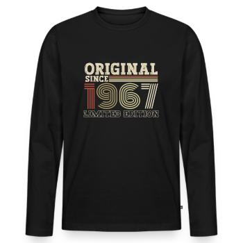 Original seit 1967 Jahrgang Geburtstag Geschenk - Männer Premium Bio Langarmshirt - Schwarz - Vorne - Nico (187cm)