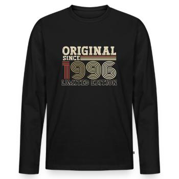 Original seit 1996 Jahrgang Geburtstag Geschenk - Männer Premium Bio Langarmshirt - Schwarz - Vorne - Nico (187cm)