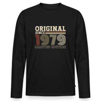 Original since 1979 vintage birthday gift - Men's Premium Organic Long Sleeve Shirt - black - Front - Nico (187cm)