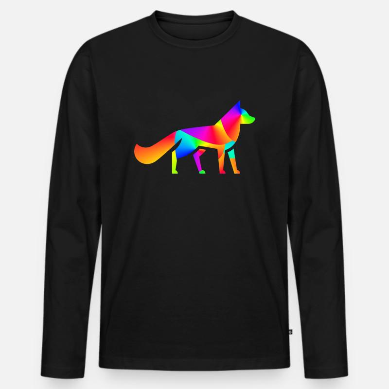 Gradient Fox - Männer Premium Bio Langarmshirt - Schwarz