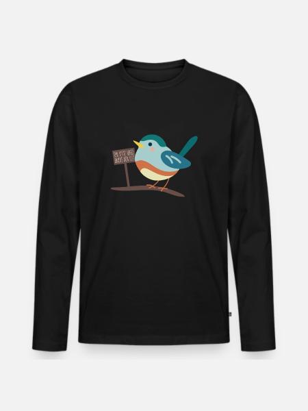 Dicker Vogel - Männer Premium Bio Langarmshirt - Schwarz