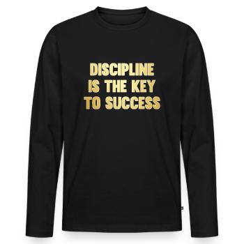 Discipline is the key to success - T-shirt manches longues Premium bio Homme - noir - Devant - Nico (187cm)