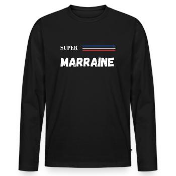 super marraine - t-shirt assorti - T-shirt manches longues Premium bio Homme - noir - Devant - Nico (187cm)