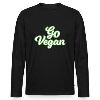 Végétalien Veggie - T-shirt manches longues Premium bio Homme - noir - Devant - Nico (187cm)