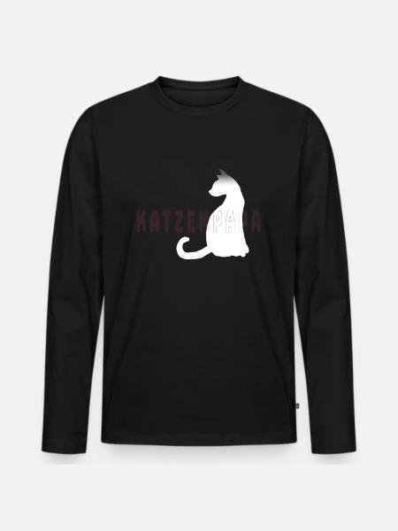 Katzenpapa - Männer Premium Bio Langarmshirt - Schwarz