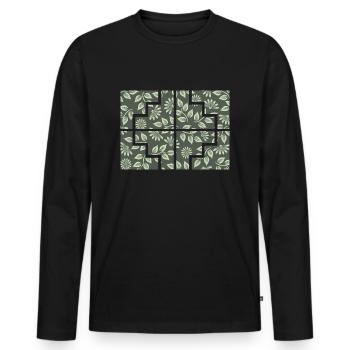 Plante géométrique - T-shirt manches longues Premium bio Homme - noir - Devant - Nico (187cm)