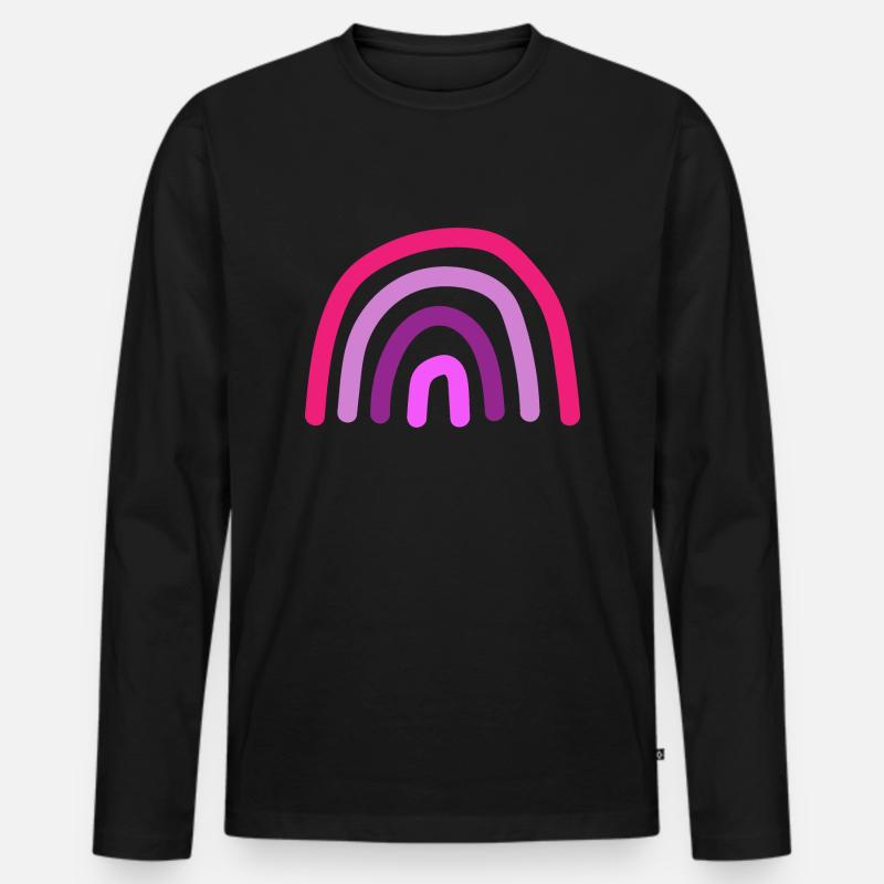 Rosa Regenbogen - Männer Premium Bio Langarmshirt - Schwarz