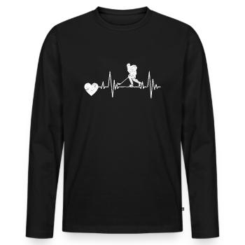 Eishockeyspieler Eishockey Eishockeyteam Hockeyfan - Männer Premium Bio Langarmshirt - Schwarz - Vorne - Nico (187cm)