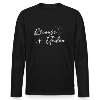 Rêveuse étoilée - T-shirt manches longues Premium bio Homme - noir - Devant - Nico (187cm)