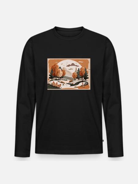 Flowing River (Fall Collection #3) - Men's Premium Organic Long Sleeve Shirt - black