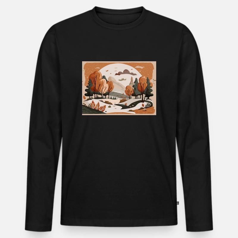 Flowing River (Fall Collection #3) - Men's Premium Organic Long Sleeve Shirt - black