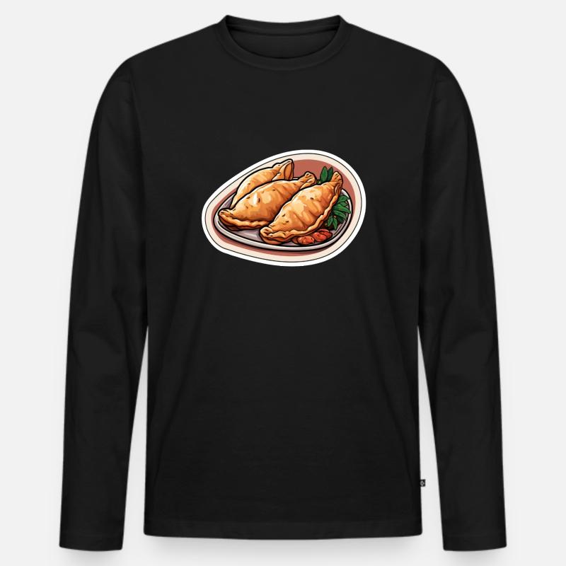 Empanadas drei Teigtaschen - Männer Premium Bio Langarmshirt - Schwarz