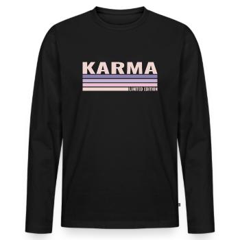 Karma Limited Edition Spruch - Männer Premium Bio Langarmshirt - Schwarz - Vorne - Nico (187cm)
