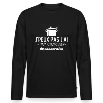 Ich kann nicht, ich habe ein Konzert von Töpfen und Pfannen - Männer Premium Bio Langarmshirt - Schwarz - Vorne - Nico (187cm)