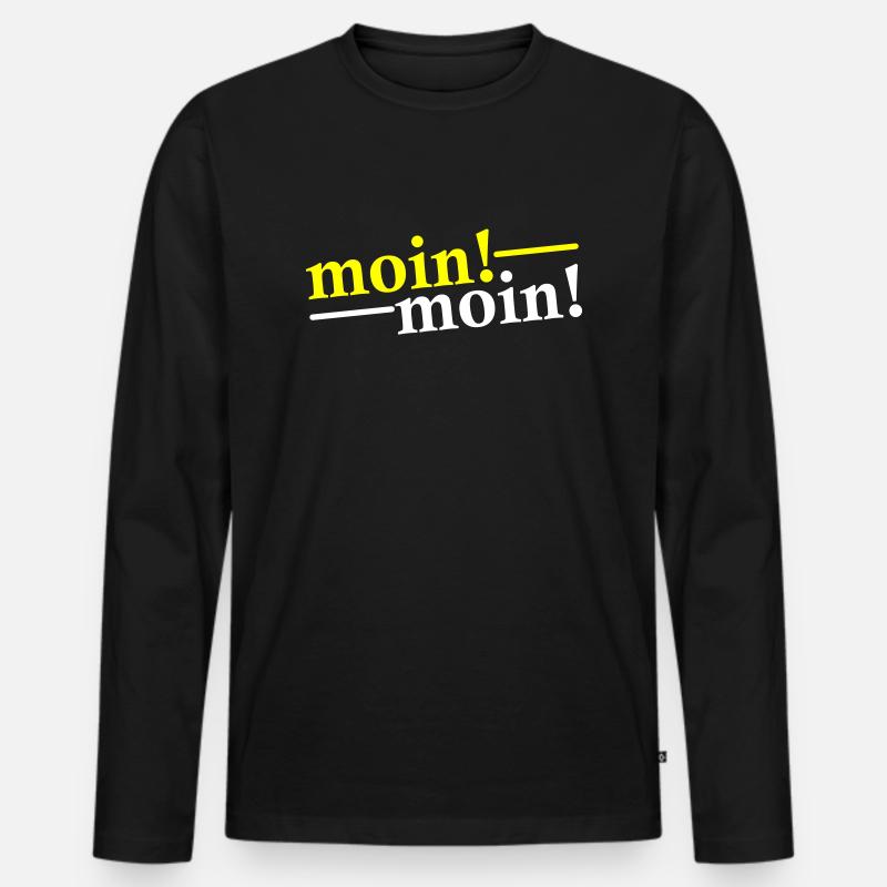 Moin Moin Gruß - Männer Premium Bio Langarmshirt - Schwarz