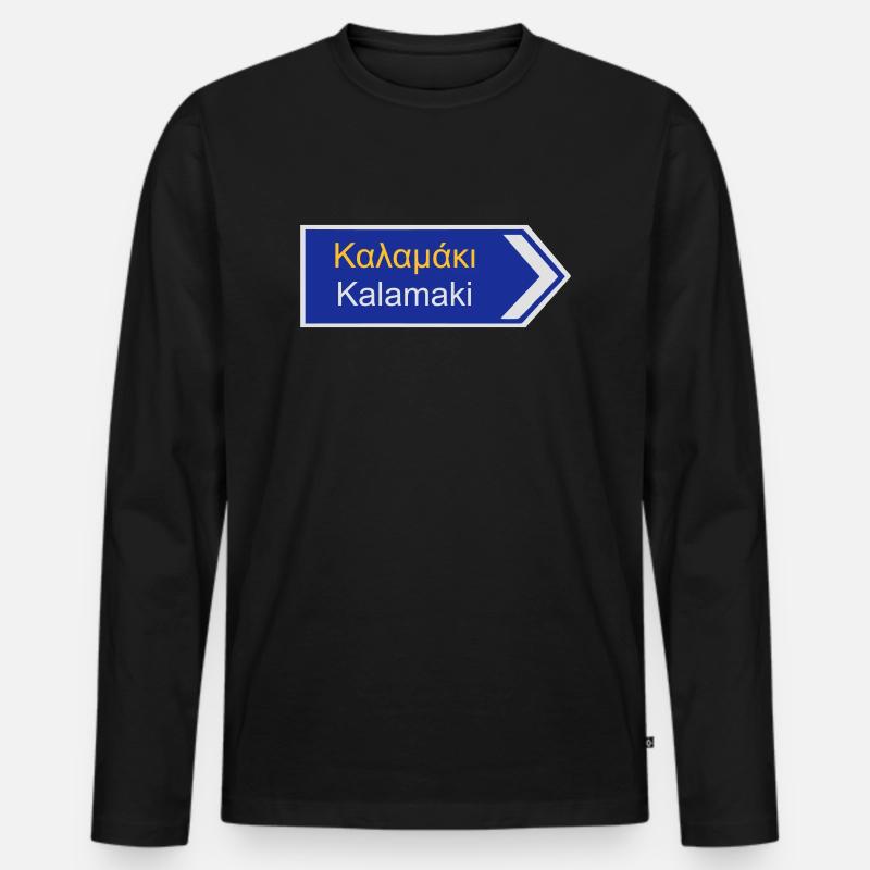 Wegweiser nach Kalamaki Geschenk Reise - Männer Premium Bio Langarmshirt - Schwarz