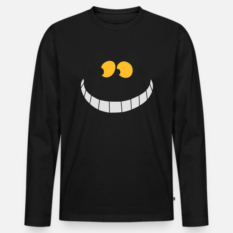 Grinsekatze - Männer Premium Bio Langarmshirt - Schwarz