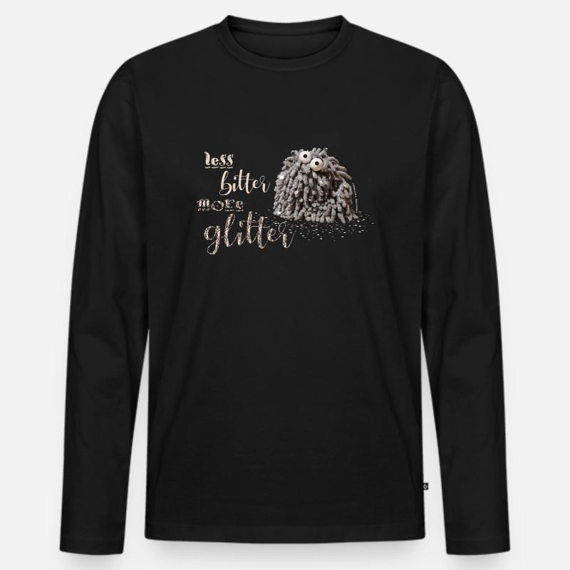 Glitzermop - Männer Premium Bio Langarmshirt - Schwarz