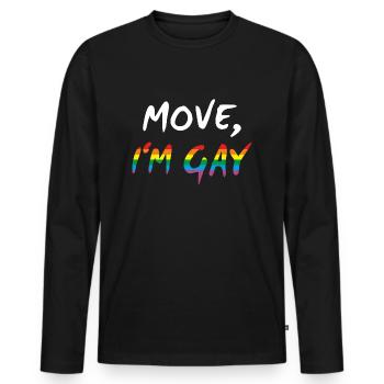 Move, I'm Gay - Gay Pride - Männer Premium Bio Langarmshirt - Schwarz - Vorne - Nico (187cm)