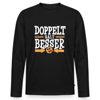 Zwillingspapa Zwillingsvater Papa Vater Zwillinge - Männer Premium Bio Langarmshirt - Schwarz - Vorne - Nico (187cm)