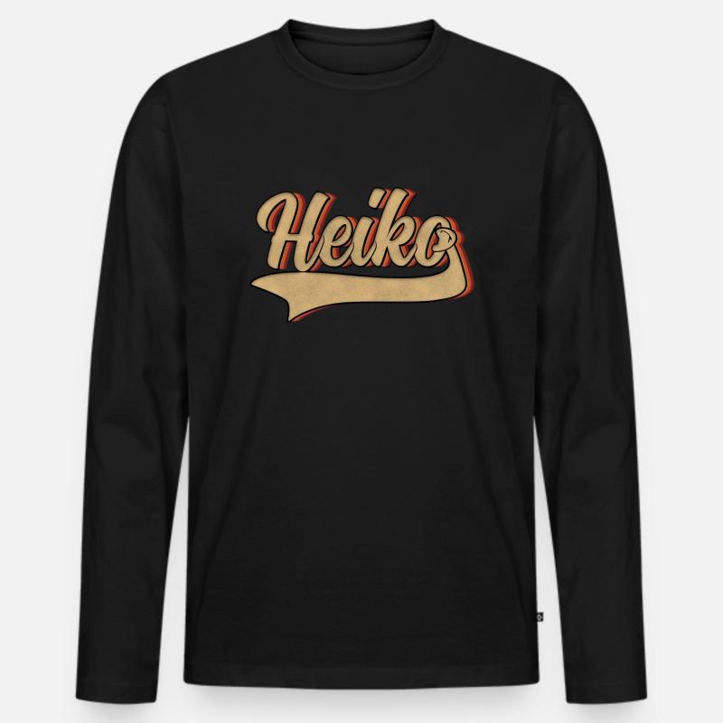 Heiko Retro Design - Männer Premium Bio Langarmshirt - Schwarz