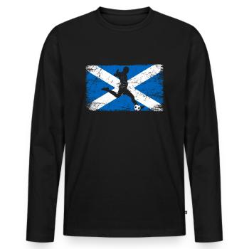 Schottland Fußball Fan von Schottland Mannschaft - Männer Premium Bio Langarmshirt - Schwarz - Vorne - Nico (187cm)