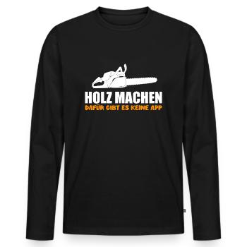 Baumfäller Geschenk - Männer Premium Bio Langarmshirt - Schwarz - Vorne - Nico (187cm)