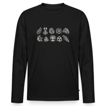Viking symbol Nordic signs Celts Vegvisir - Men's Premium Organic Long Sleeve Shirt - black - Front - Nico (187cm)