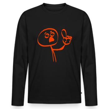 mâle rouge avec doigt d’avertissement - T-shirt manches longues Premium bio Homme - noir - Devant - Nico (187cm)