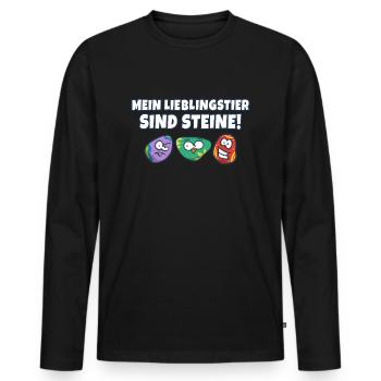 Lieblingstier = Steine - Geologe Geologie - Männer Premium Bio Langarmshirt - Schwarz - Vorne - Nico (187cm)