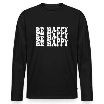 Être heureux Amour de soi Citation inspirante - T-shirt manches longues Premium bio Homme - noir - Devant - Nico (187cm)