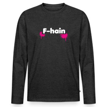 F-Hain Berlin - T-shirt manches longues Premium bio Homme - anthracite chiné - Devant - Nico (187cm)