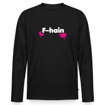 F-Hain Berlin - Men's Premium Organic Long Sleeve Shirt - black - Front - Nico (187cm)
