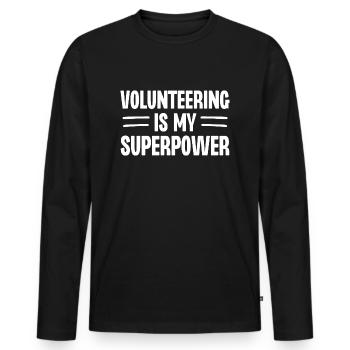 Volunteering is My Superpower - Men's Premium Organic Long Sleeve Shirt - black - Front - Nico (187cm)