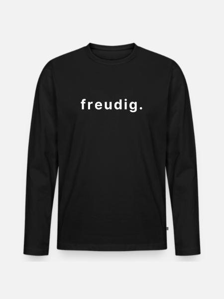 freudig. - Männer Premium Bio Langarmshirt - Schwarz