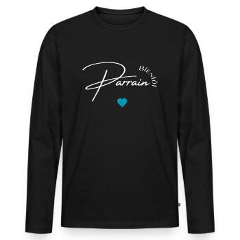 Bientôt parrain - T-shirt manches longues Premium bio Homme - noir - Devant - Nico (187cm)