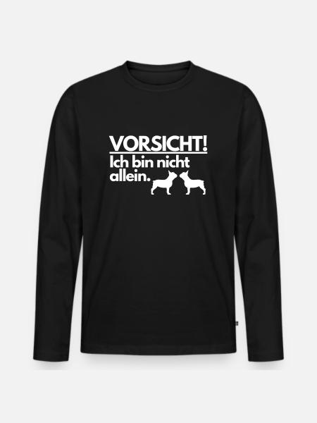Vorsicht in weiß - Männer Premium Bio Langarmshirt - Schwarz